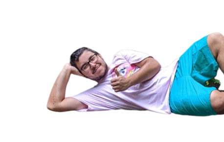 gabe lying down, giving a thumbs up